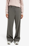 Yaya Trousers with Turn-Ups - Dark Taupe Grey Melange