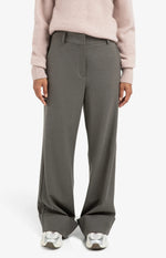 Yaya Trousers with Turn-Ups - Dark Taupe Grey Melange