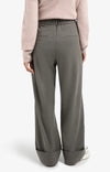Yaya Trousers with Turn-Ups - Dark Taupe Grey Melange