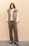 Yaya Trousers with Turn-Ups - Dark Taupe Grey Melange