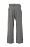 Yaya Trousers with Turn-Ups - Dark Taupe Grey Melange