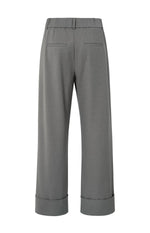Yaya Trousers with Turn-Ups - Dark Taupe Grey Melange