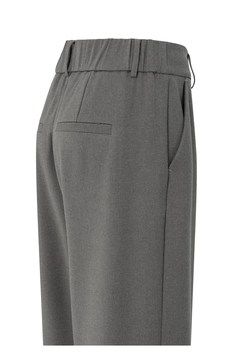 Yaya Trousers with Turn-Ups - Dark Taupe Grey Melange