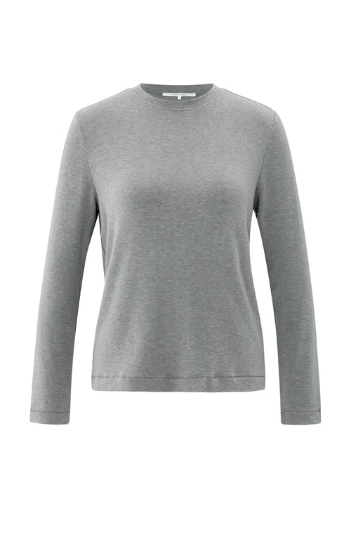 Yaya Heavyweight Jersey Top - Taupe Grey Melange