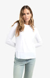 Yaya Top with Woven Hem Accents - Pure White