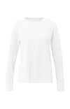 Yaya Top with Woven Hem Accents - Pure White