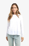 Yaya Top with Woven Hem Accents - Pure White