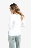 Yaya Top with Woven Hem Accents - Pure White