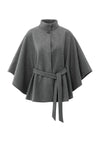 Yaya Soft Woven Poncho With Collar - Dark Night Grey Melange