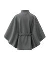 Yaya Soft Woven Poncho With Collar - Dark Night Grey Melange