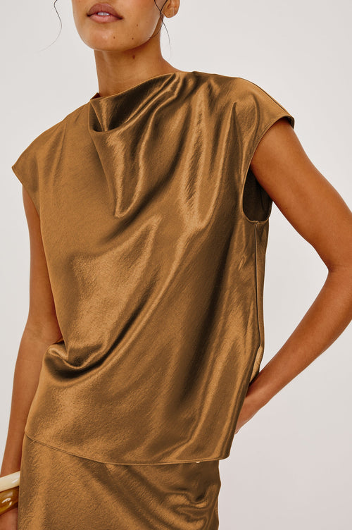 Rails Loretta Satin Top - Gold