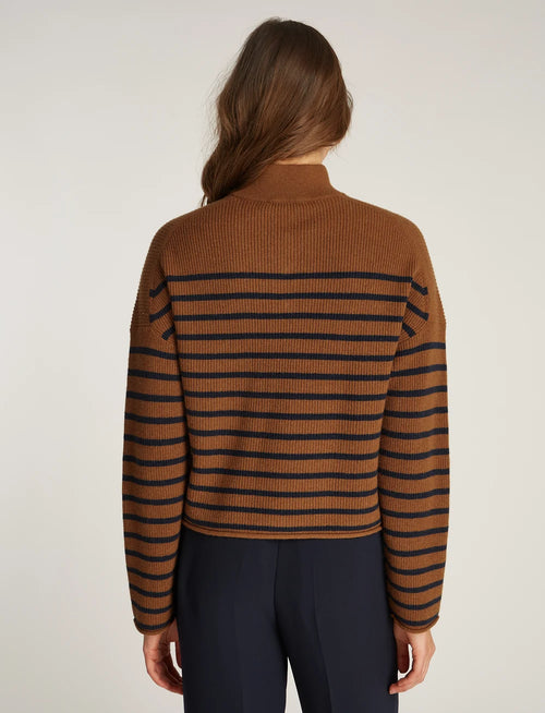 Tommy Hilfiger brown and gold button stripe sweater