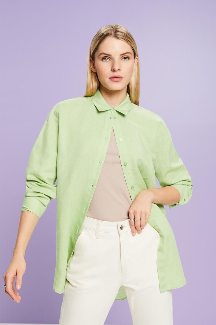 ESPRIT Linen-Cotton Shirt Light Green