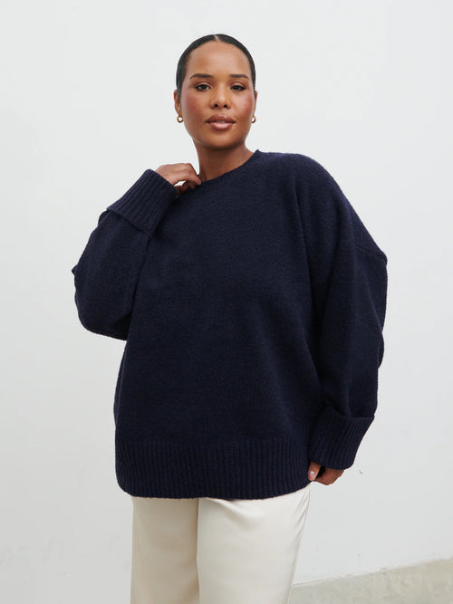 Pretty Lavish Camille Oversized Jumper - Navy