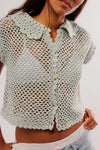 Free People Lilly Crochet Top - Blue