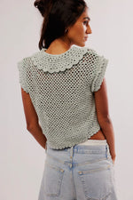 Free People Lilly Crochet Top - Blue