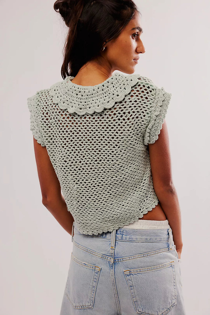 Free People Lilly Crochet Top - Blue