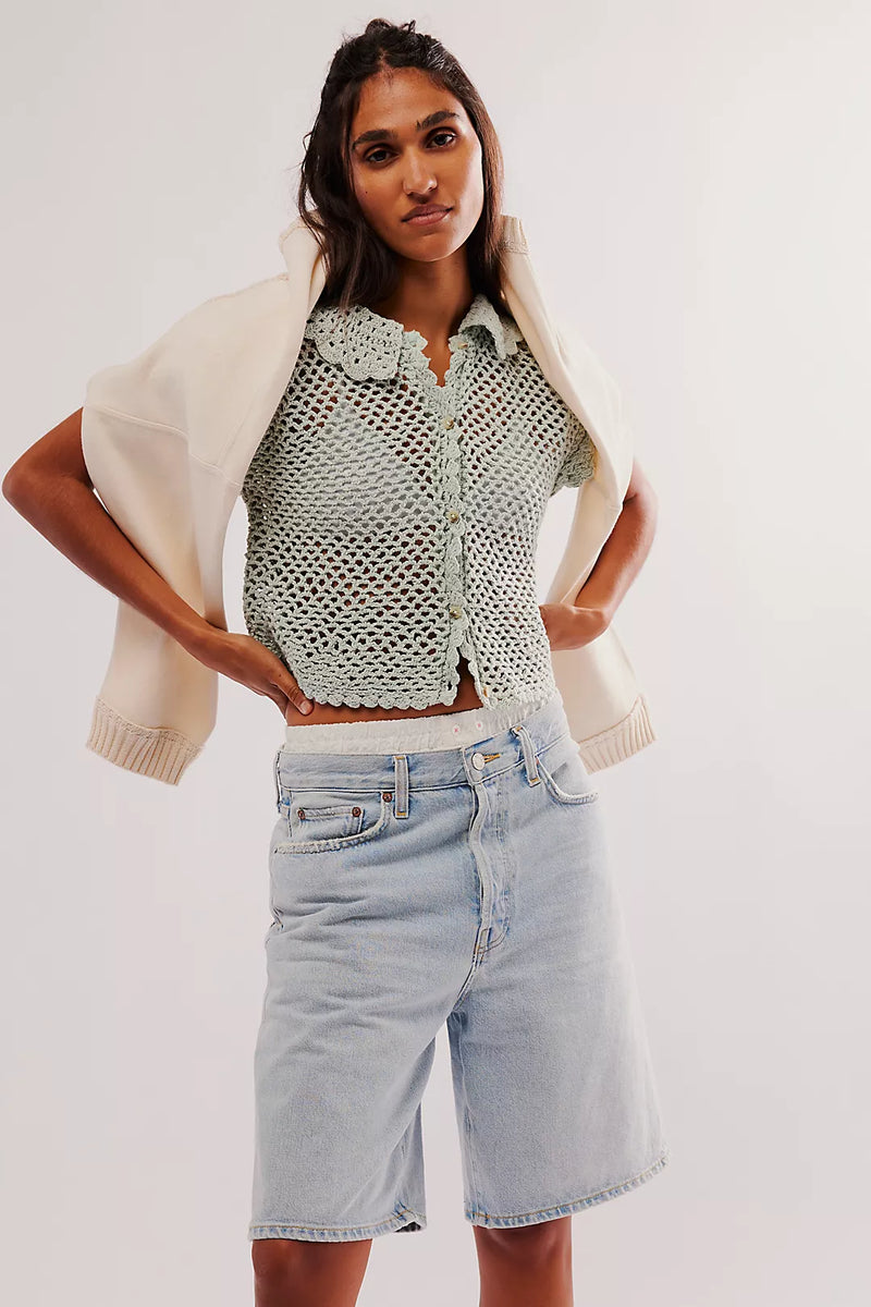 Free People Lilly Crochet Top - Blue