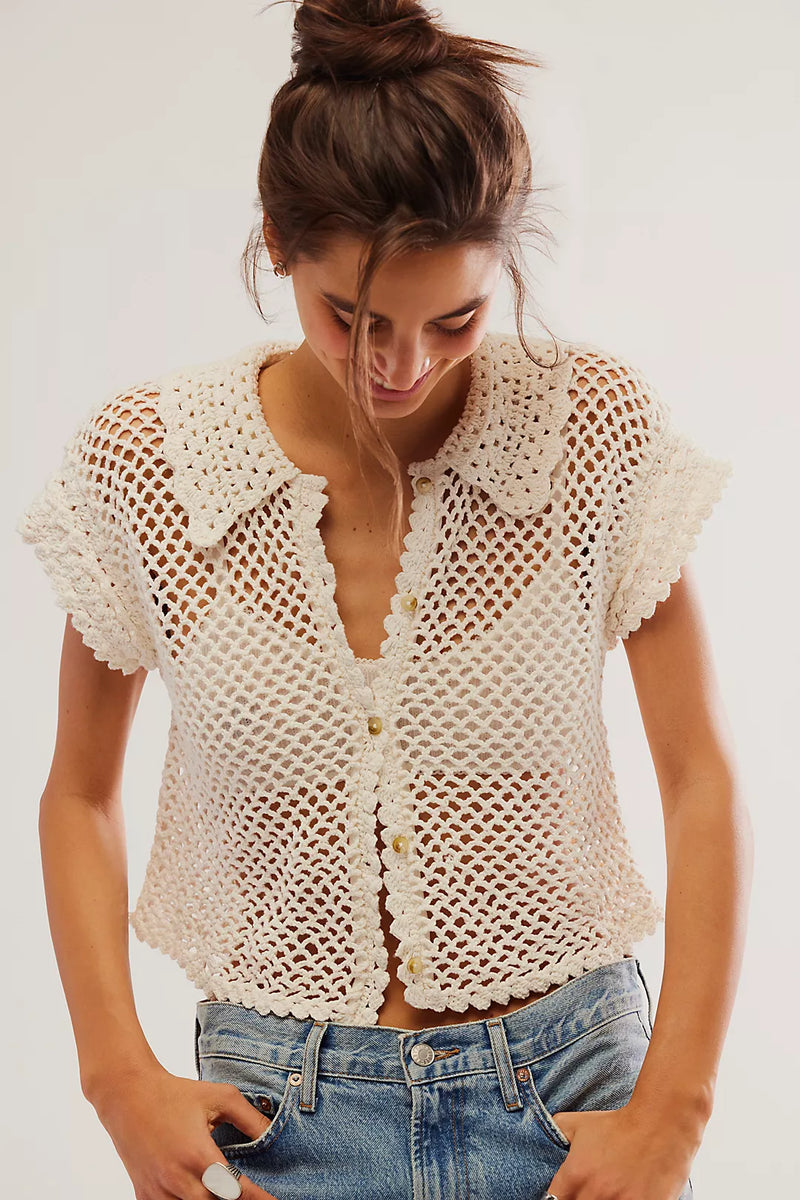 Free People Lilly Crochet Top - White