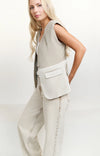 Yaya Sleeveless Blazer with Satin Detail
