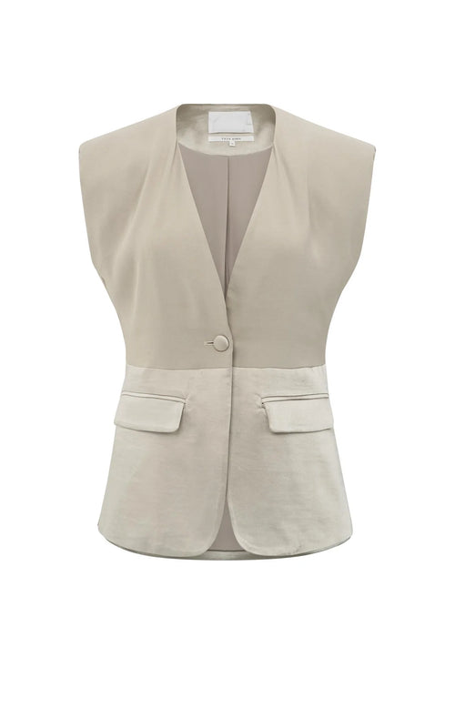 Yaya Sleeveless Blazer with Satin Detail