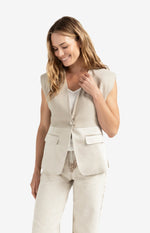 Yaya Sleeveless Blazer with Satin Detail