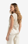 Yaya Sleeveless Blazer with Satin Detail