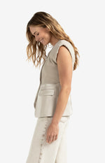 Yaya Sleeveless Blazer with Satin Detail
