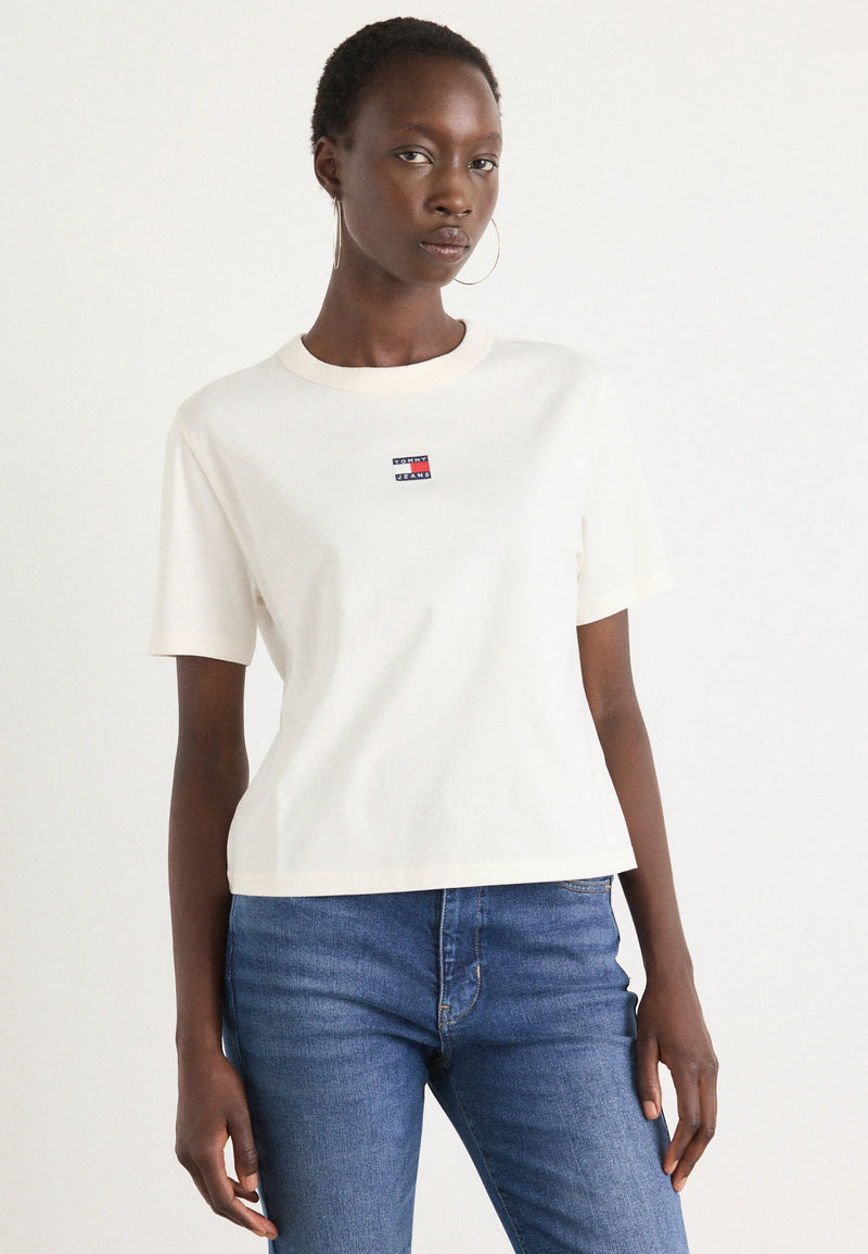 Tommy Jeans Boxy Badge Tee - Ancient White