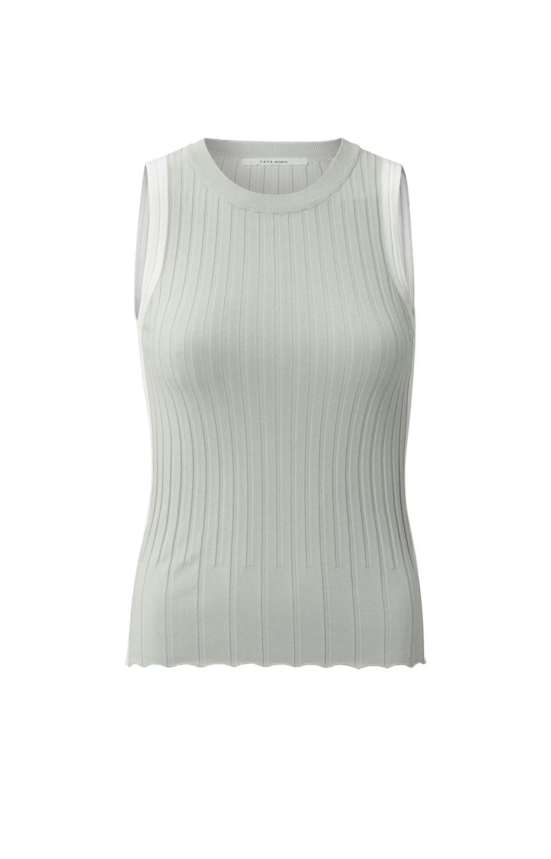 Yaya Ribbed tanktop with contrasting details