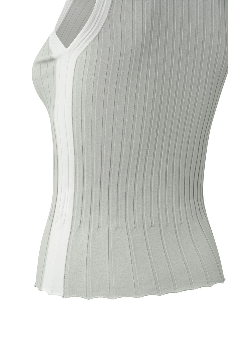 Yaya Ribbed tanktop with contrasting details