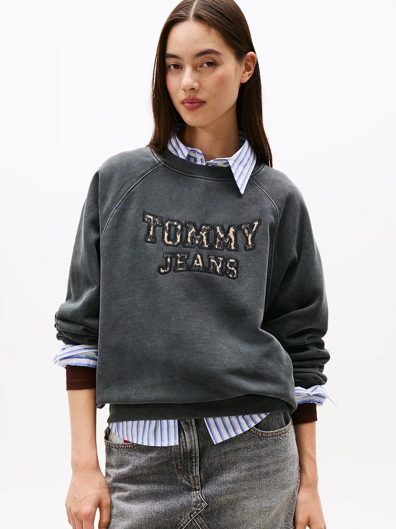 Tommy Jeans Leopard Boxy Varsity Sweater