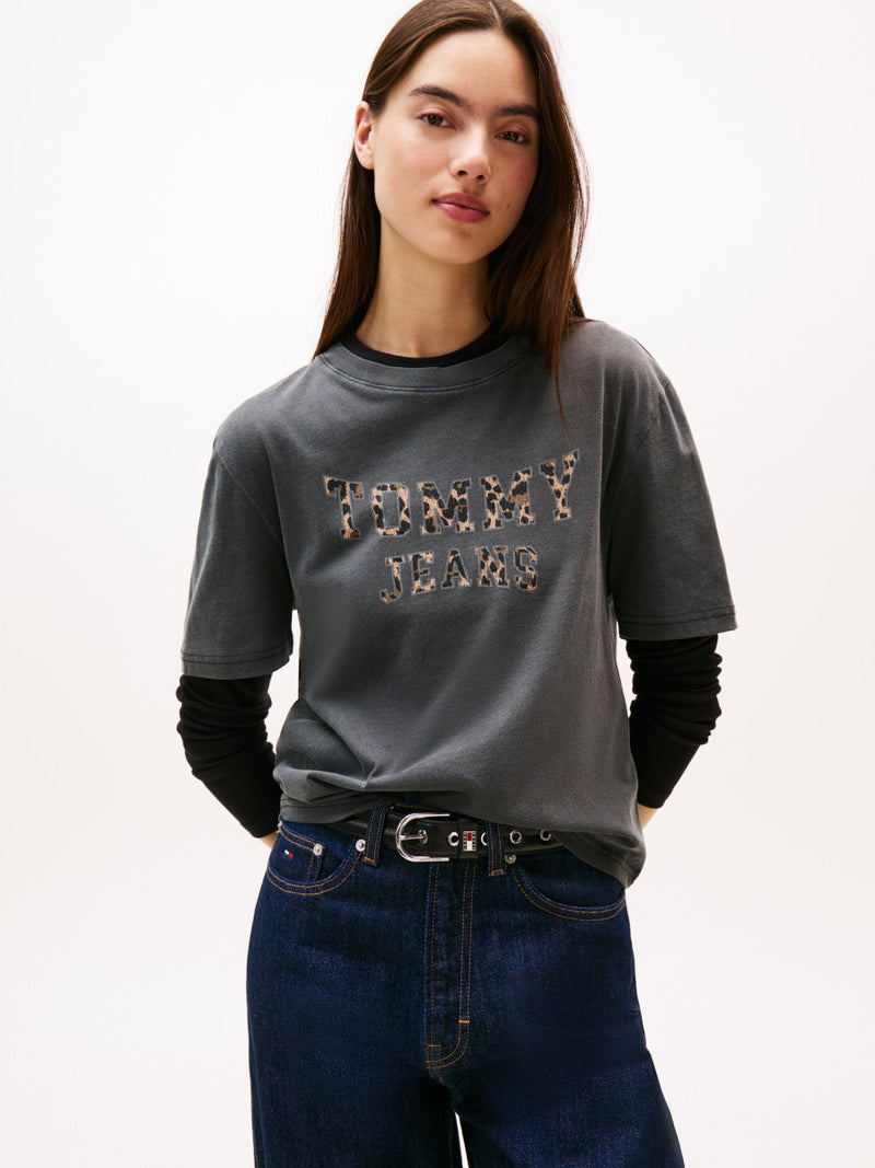 Tommy Jeans Boxy Leopard Varsity Tee
