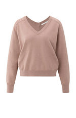 Yaya Double V-Neck Sweater - Blush Pink