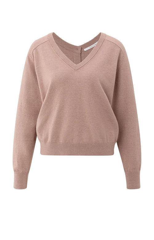 Yaya Double V-Neck Sweater - Blush Pink