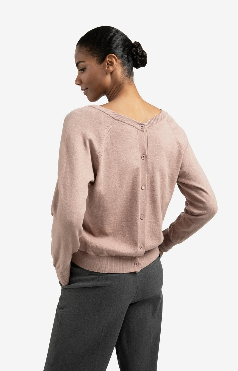 Yaya Double V-Neck Sweater - Blush Pink
