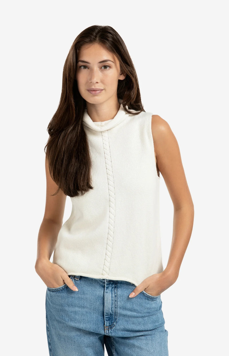 Yaya Sleeveless Sweater - Off White Knit