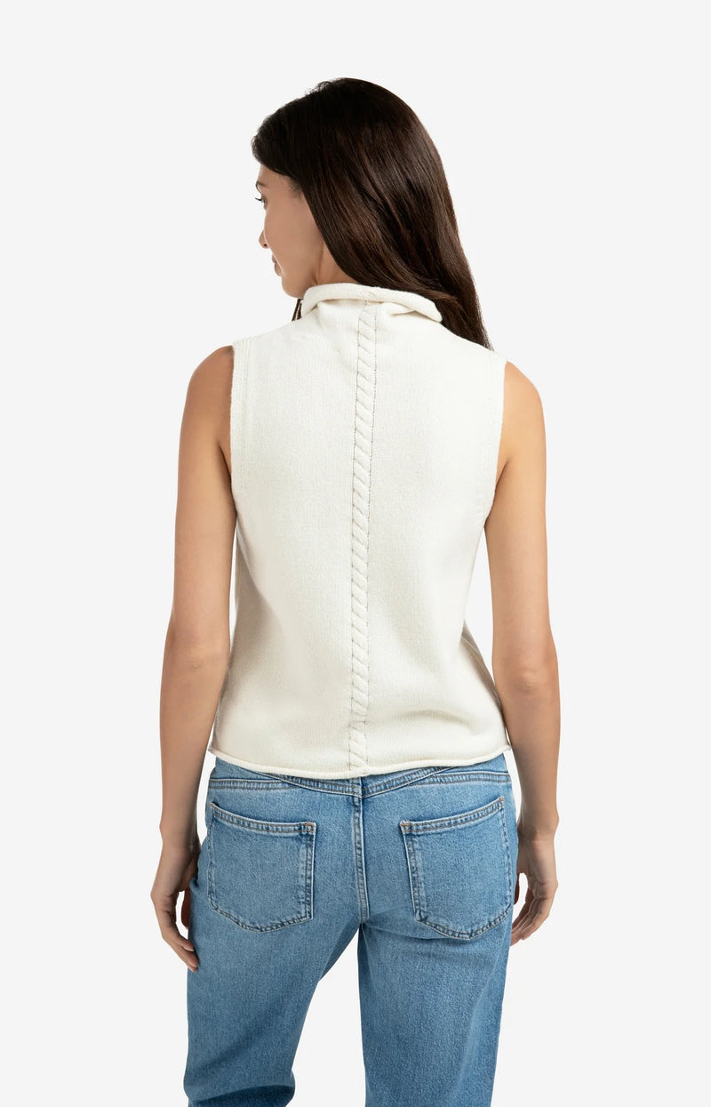 Yaya Sleeveless Sweater - Off White Knit