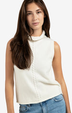 Yaya Sleeveless Sweater - Off White Knit