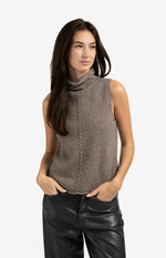 Taya Sleeveless Sweater - Brown Melange