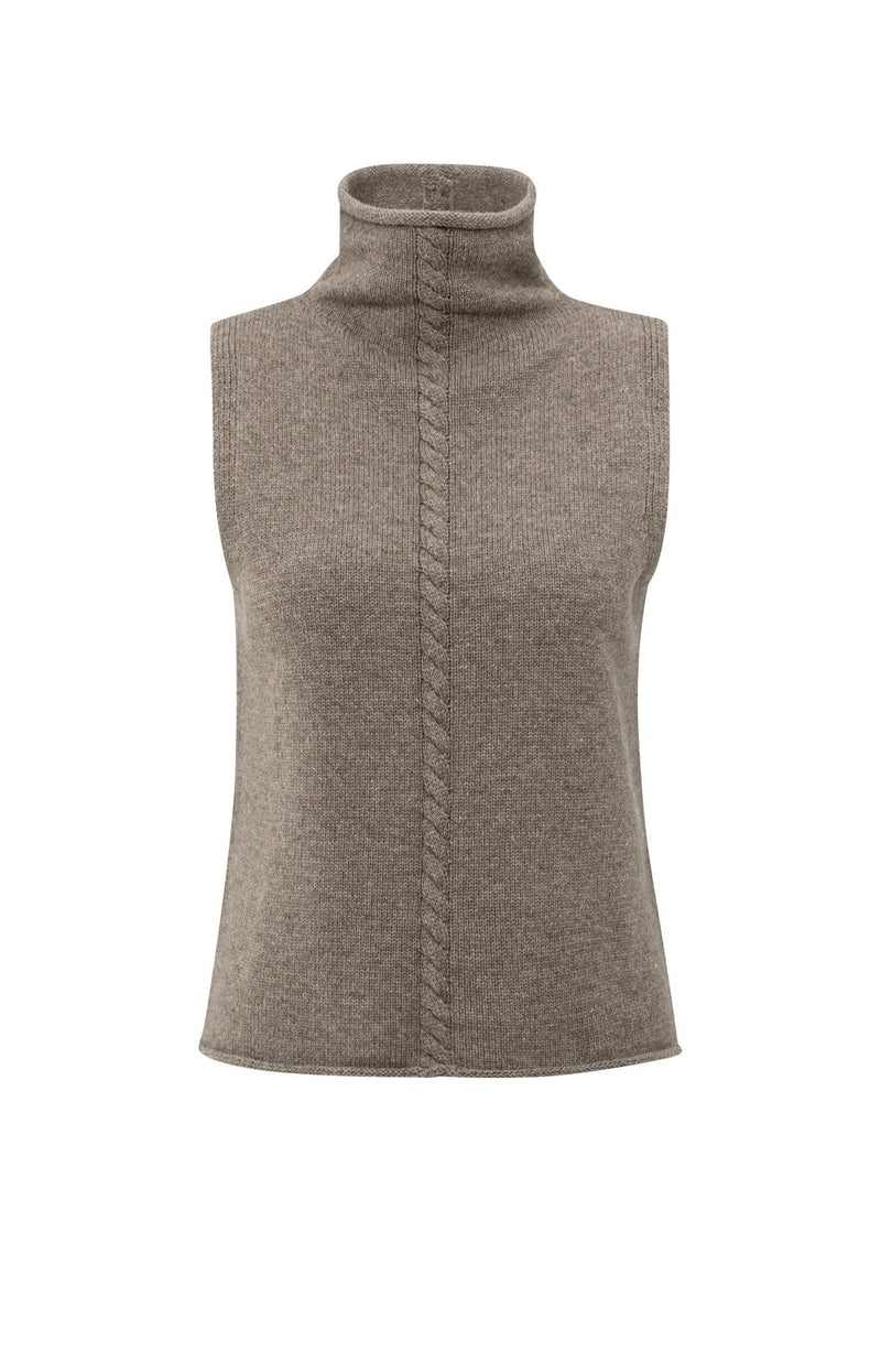 Taya Sleeveless Sweater - Brown Melange