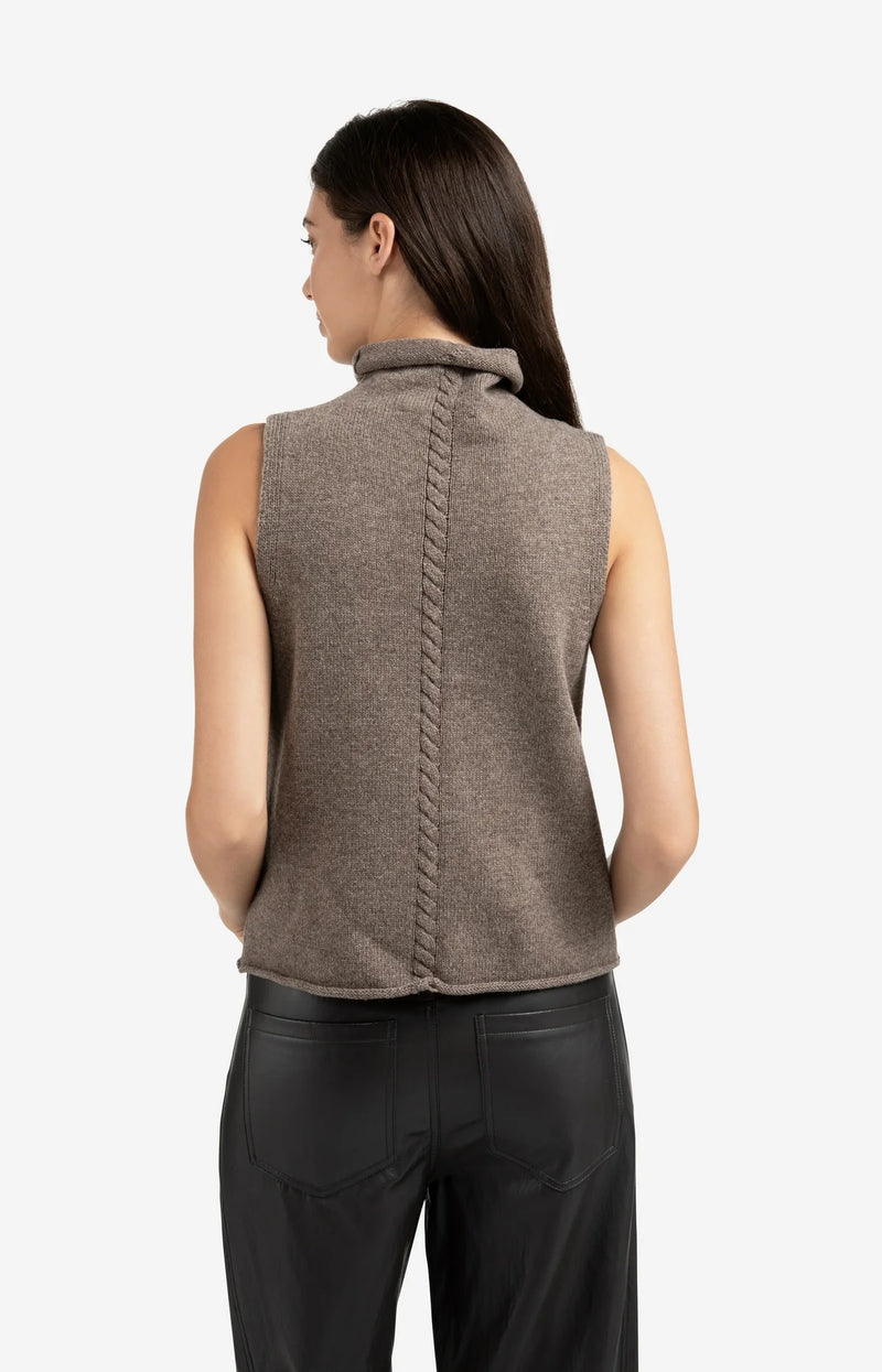 Taya Sleeveless Sweater - Brown Melange