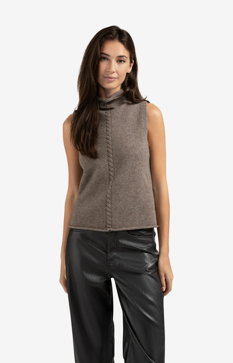 Taya Sleeveless Sweater - Brown Melange