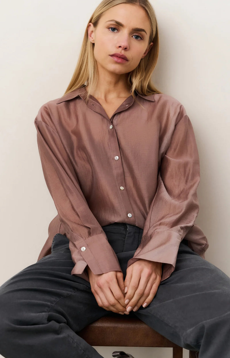 Yaya Sheer Blouse With Backslit - blush pink