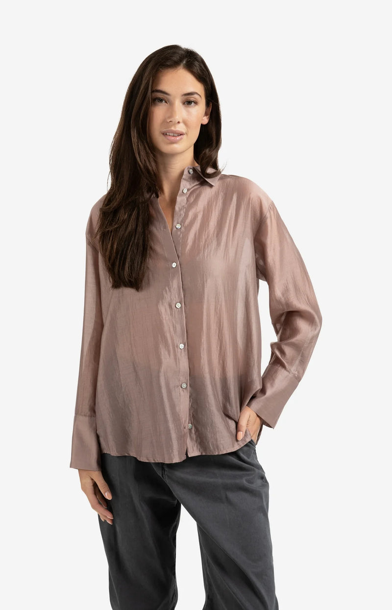 Yaya Sheer Blouse With Backslit - blush pink