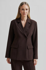 Second Female Fique Fitted Blazer - Chocolate Plum