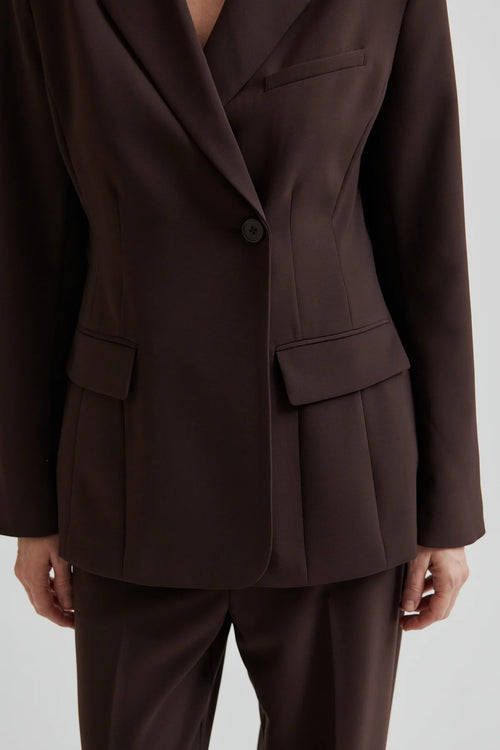Second Female Fique Fitted Blazer - Chocolate Plum
