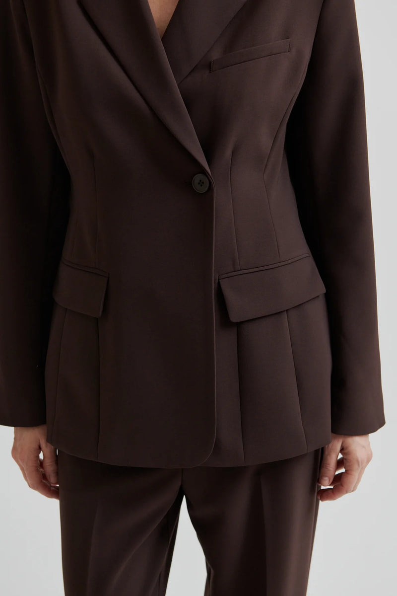 Second Female Fique Fitted Blazer - Chocolate Plum