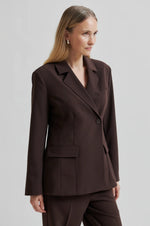 Second Female Fique Fitted Blazer - Chocolate Plum