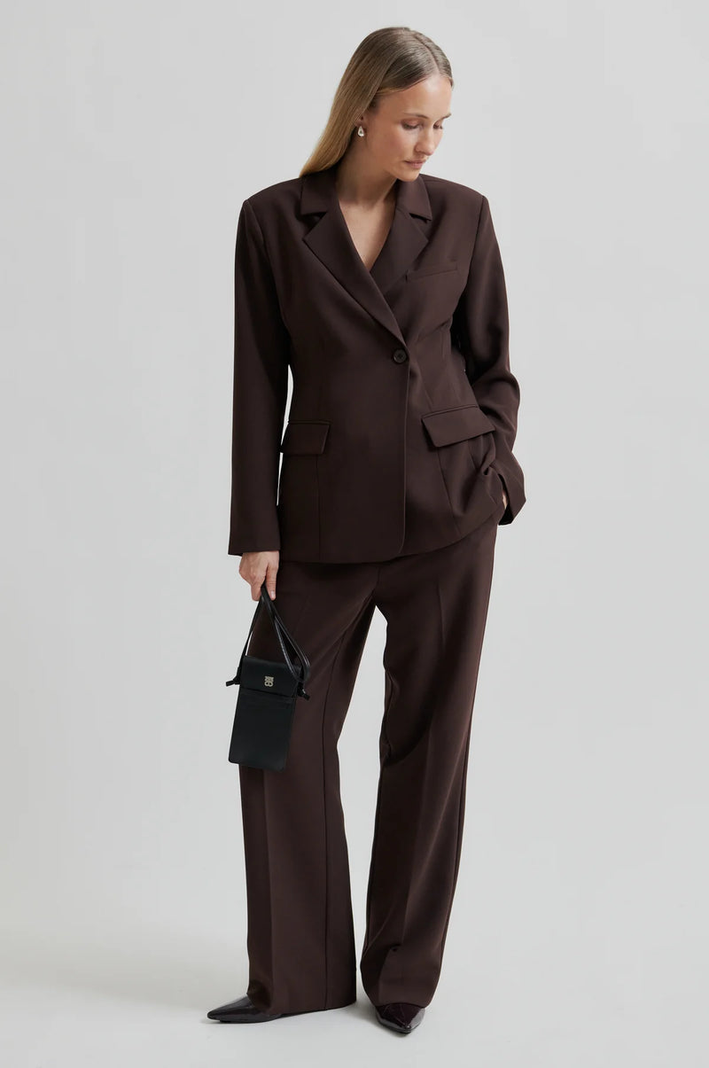 Second Female Fique Fitted Blazer - Chocolate Plum